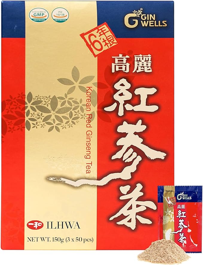 ILHWA Korean Red Ginseng Tea (300g, 0.11oz X 100 sachets) - 6 Years Ginseng Granulated.